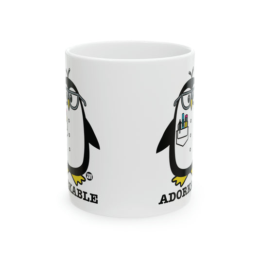 Adorkable Penguin 11oz White Mug, Cute Penguin Dork Mugs, Dorky Penguin Mugs