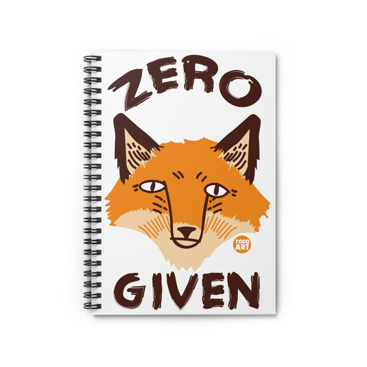 Zero Fox Given Notebook Spiral Notebook - Ruled Line