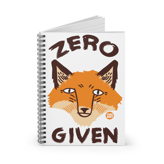 Zero Fox Given Notebook Spiral Notebook - Ruled Line
