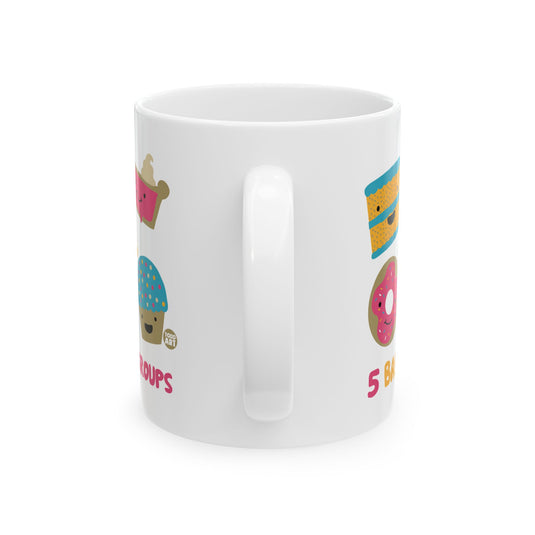 5 Basic Food Groups 11oz White Mug, Funny Food Mug, Junk Food Joke Mugs