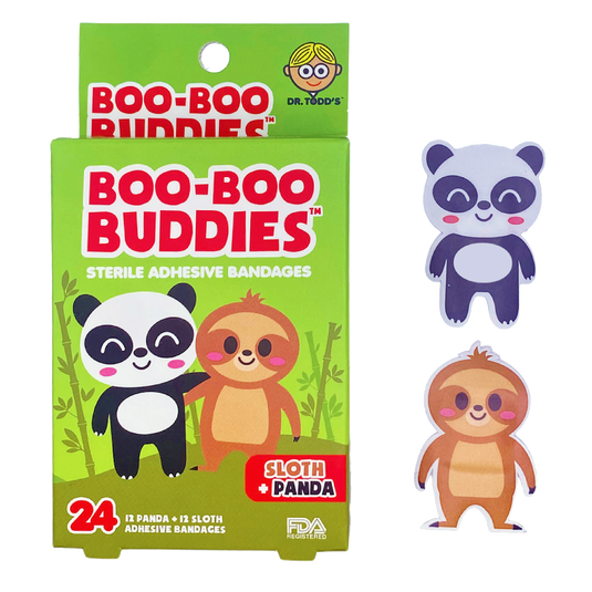 kwaii  black and white panda with pink cheeks and brown sloth with pink cheeks