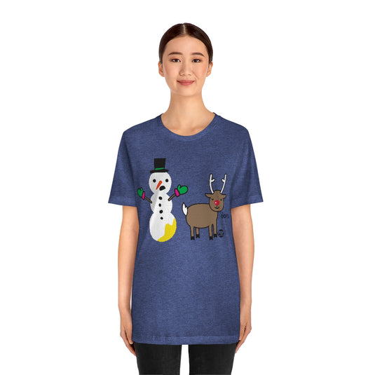 Reindeer Pee Snowman Unisex Tee