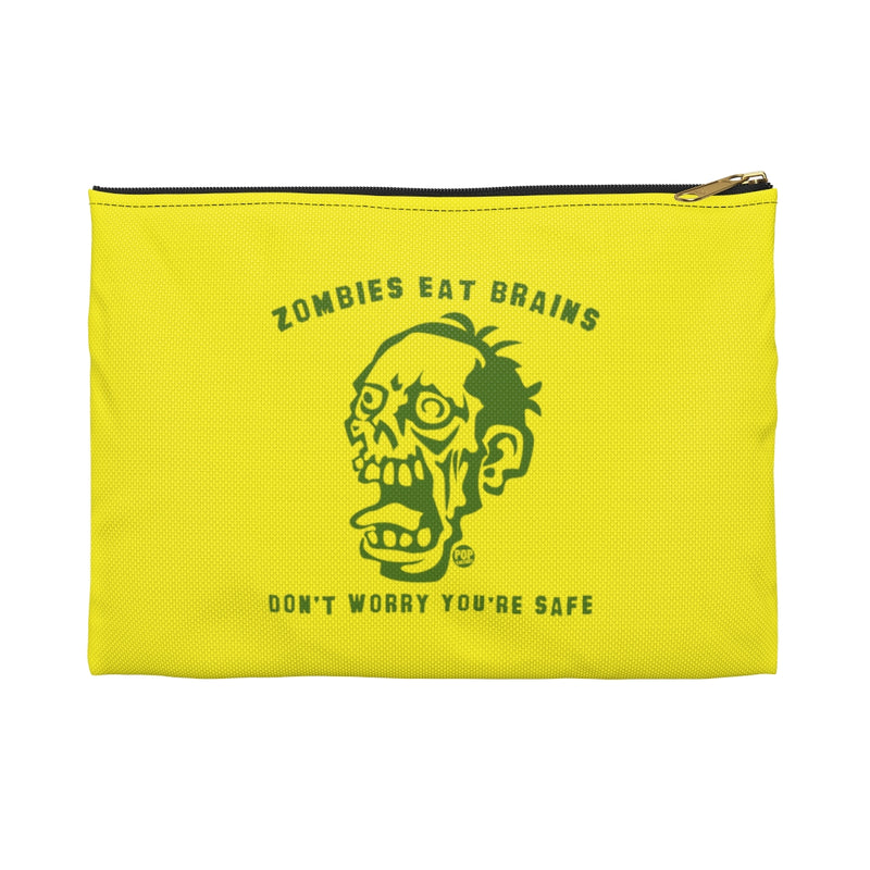 Load image into Gallery viewer, Zombies Eat Brains You&#39;re Safe Zip Pouch
