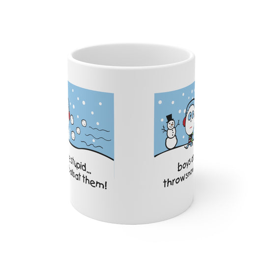 Boys Are Stupid Snowballs Mug