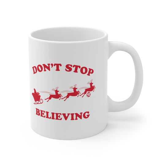 Don't Stop Believing Santa Mug