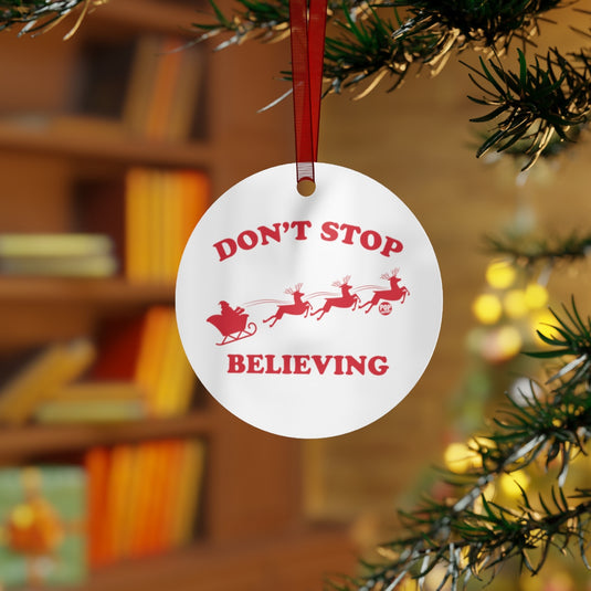 Don't Stop Believing Santa Ornament