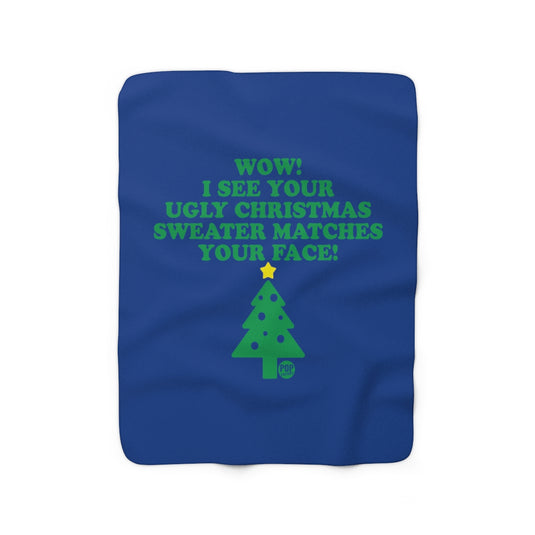 Ugly Xmas Sweater Match Face Blanket