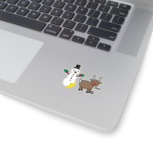 Reindeer Pee Snowman Sticker