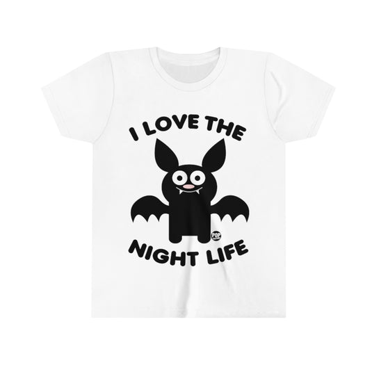 I Love Night Life Bat Youth Short Sleeve Tee