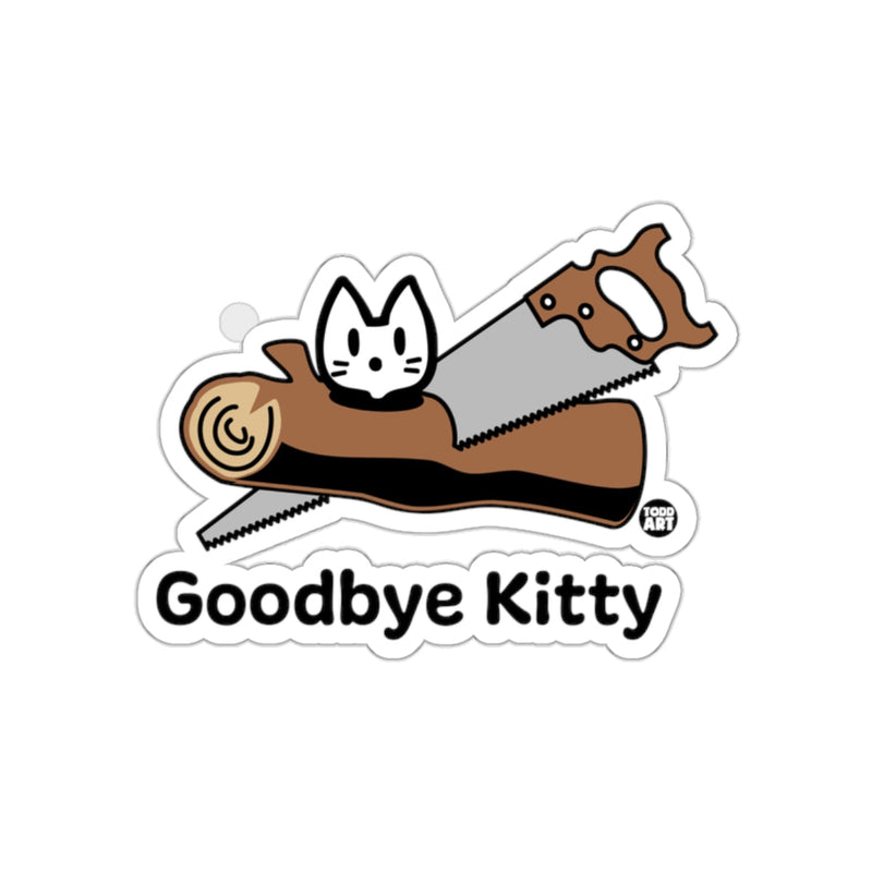 Load image into Gallery viewer, Goodbye Kitty Sticker with Cute Cat and Saw Design

