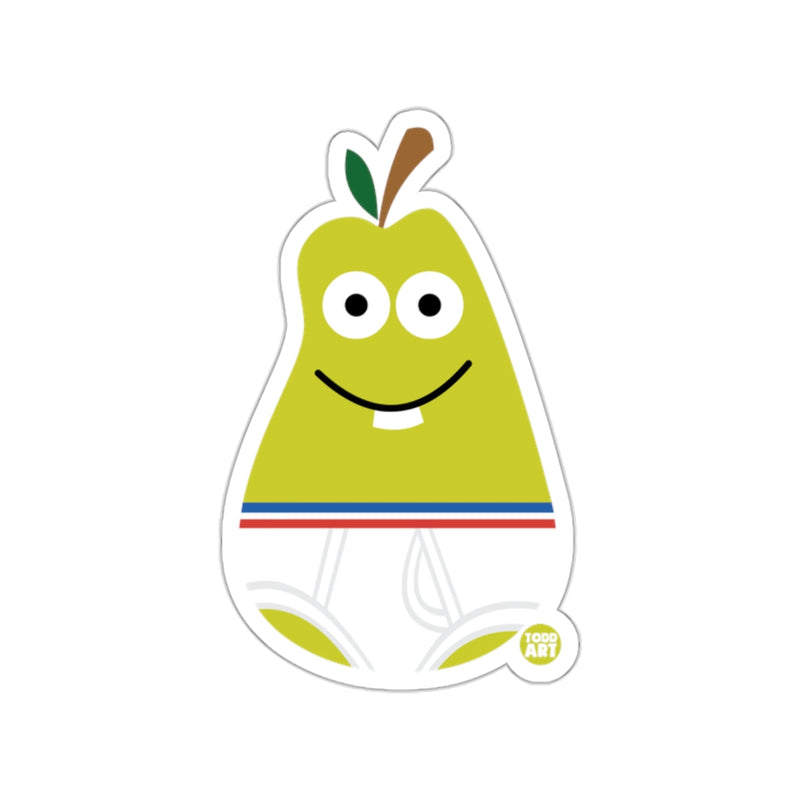 Load image into Gallery viewer, Cheerful Pear Character Sticker with Striped Design
