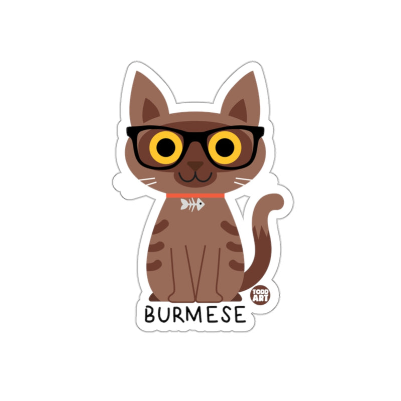 Load image into Gallery viewer, Cute Burmese Cat Sticker with Glasses Cartoon Design

