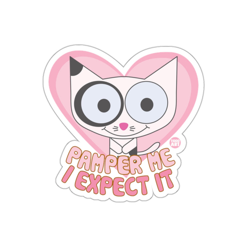 Load image into Gallery viewer, Pamper Me I Expect It Cute Cat Heart Sticker
