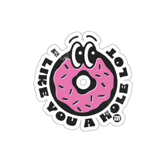 Funny Donut Sticker With Cute Cartoon Pink Design