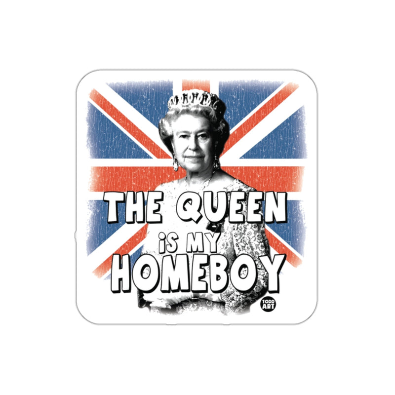 Load image into Gallery viewer, The Queen Is My Homeboy With UK Flag Background sticker
