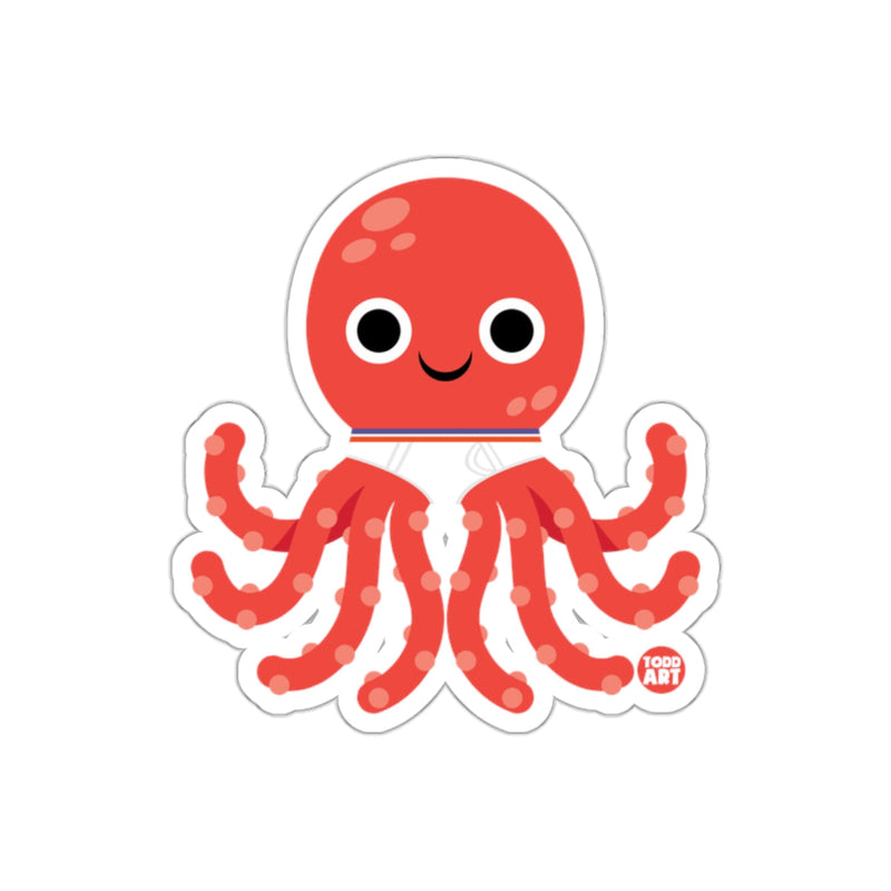 Load image into Gallery viewer, Cute Red Octopus with Smiling Face Sticker Product

