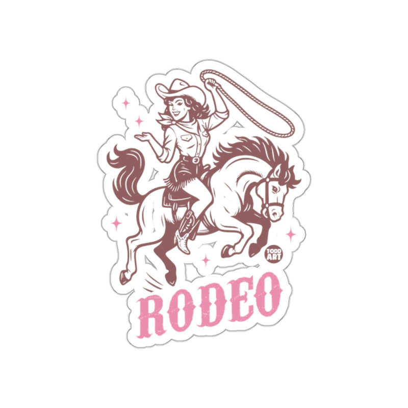 Load image into Gallery viewer, Vintage Cowgirl Rodeo Sticker with Lasso Artwork
