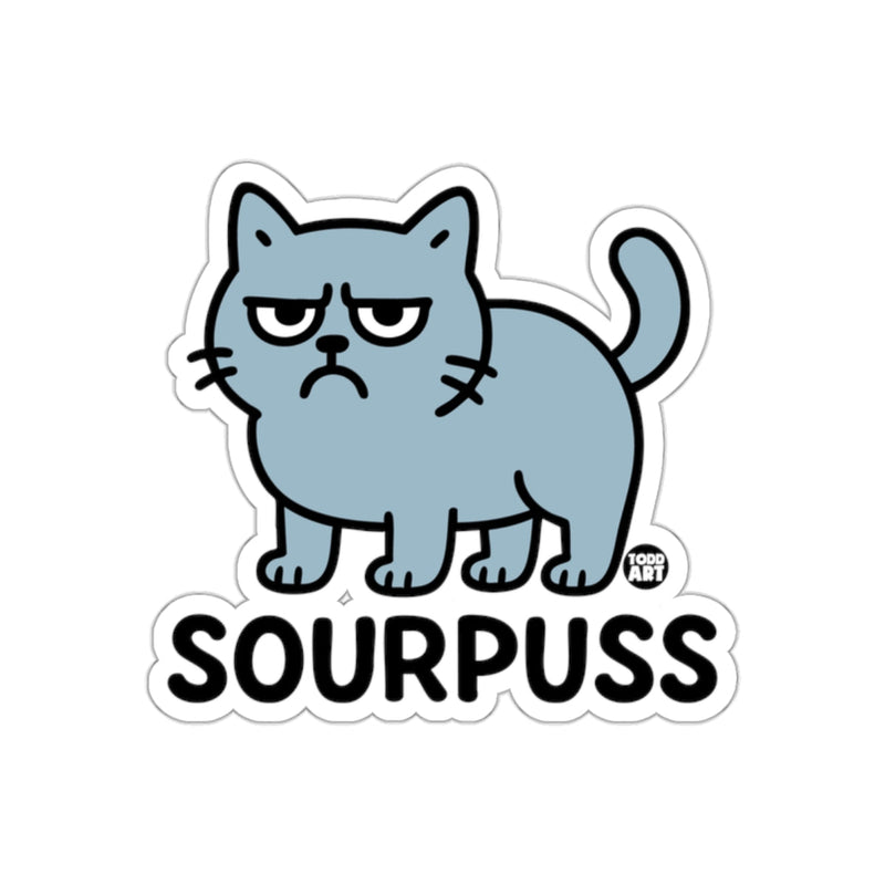 Load image into Gallery viewer, Grumpy Sourpuss Cartoon Cat Illustrated Style sticker
