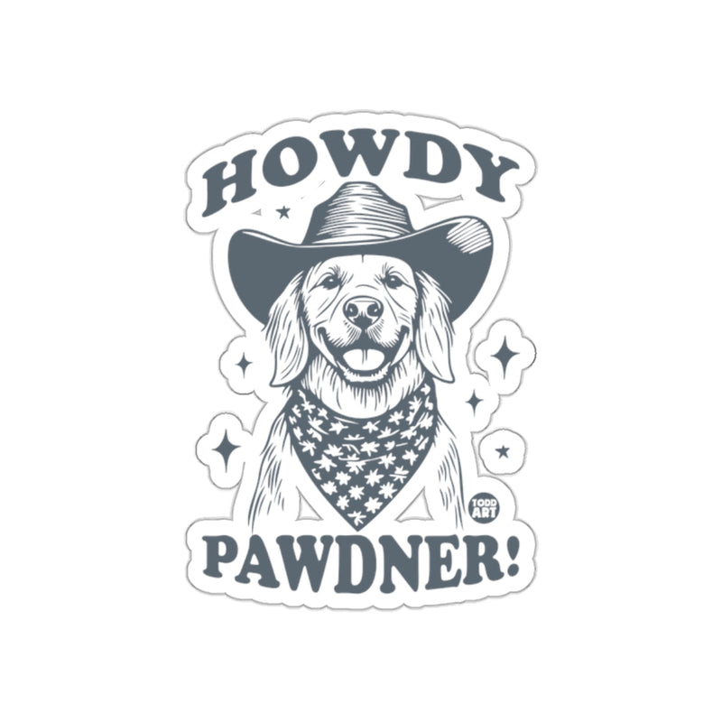 Load image into Gallery viewer, Howdy Pawdner Cowboy Dog Sticker for Pet Lovers
