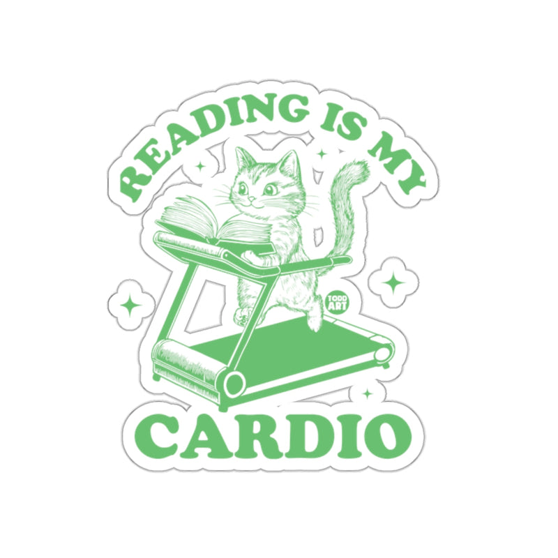Load image into Gallery viewer, Reading Is My Cardio Cat on Treadmill Fun Sticker
