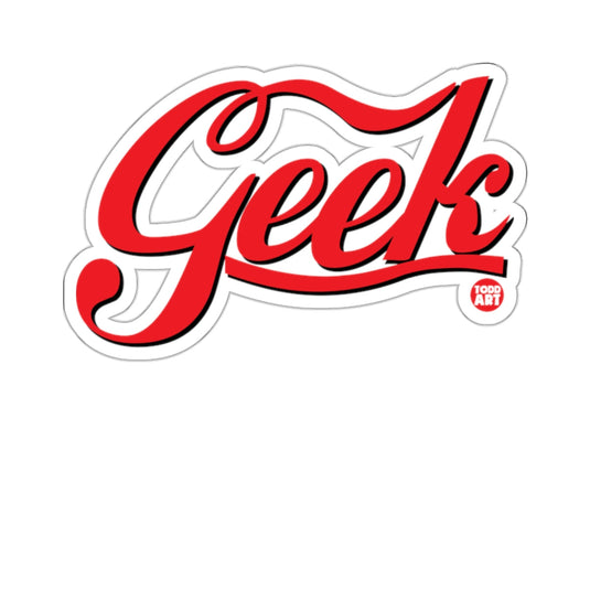 Geek vibrant red cursive lettering TODD ART design 