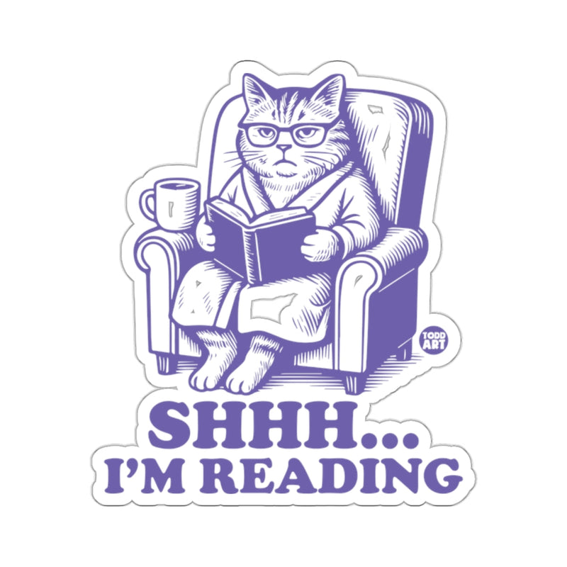 Load image into Gallery viewer, Shhh Reading Cat Glasses Book Armchair Purple 
