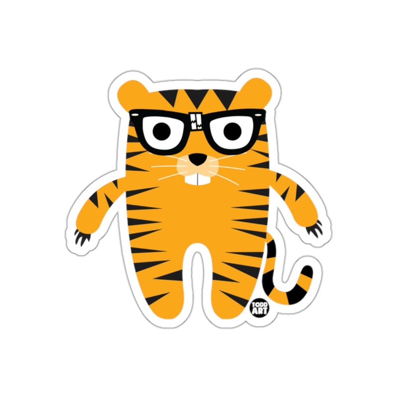 Load image into Gallery viewer, Todd Art Cartoon Tiger with Glasses Sticker
