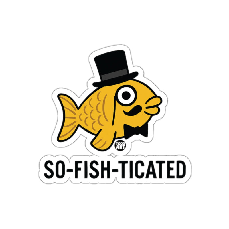 Load image into Gallery viewer, So-fish-ticated Fish with Hat and Bow Tie Sticker
