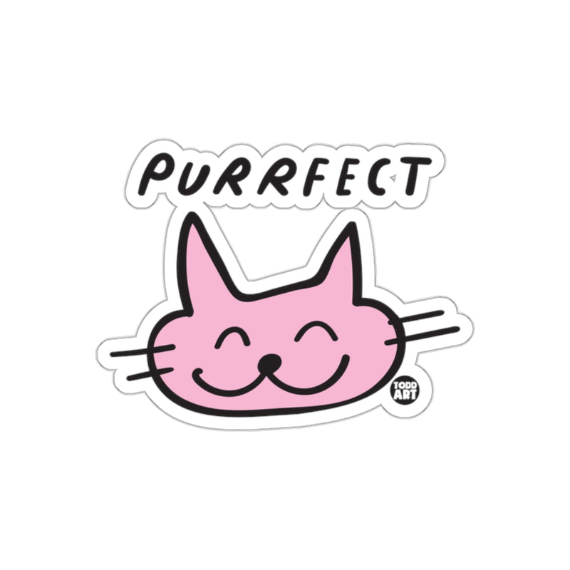 Load image into Gallery viewer, Cute Pink Smiling Cat with PURRFECT Text Sticker
