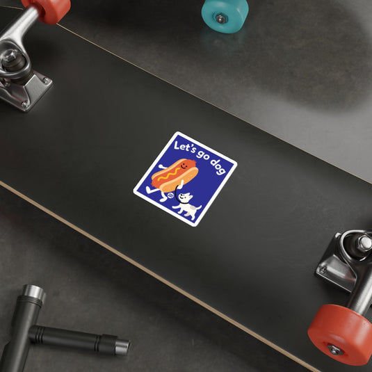 Hot Dog Character Dog Friend Blue 'Let's go dog' Sticker 