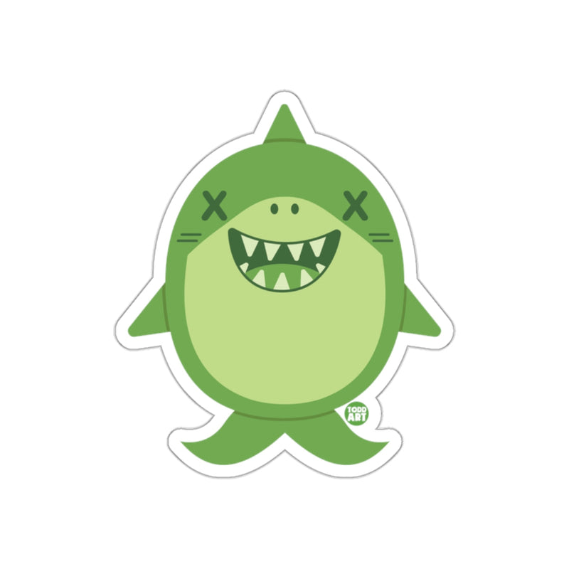 Load image into Gallery viewer, Green Cartoon Shark with X Eyes Sticker Design
