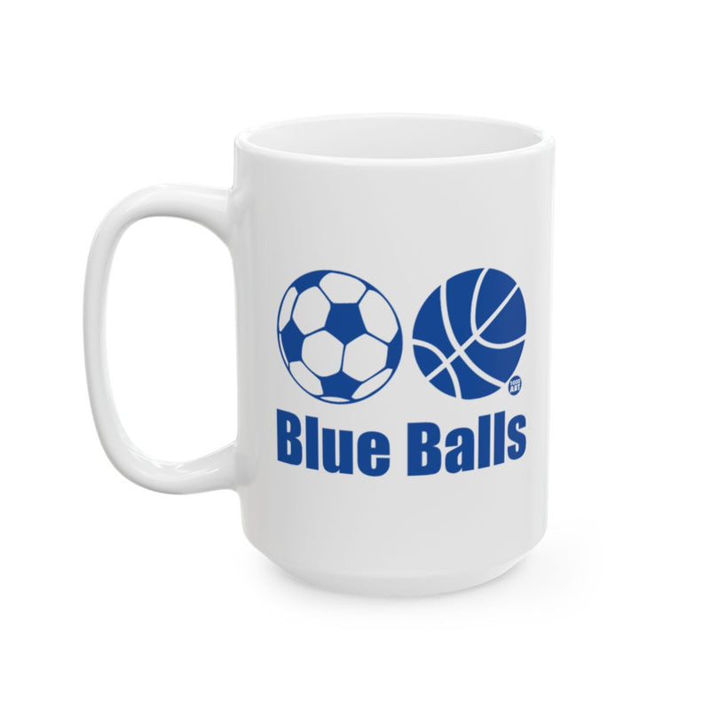 Load image into Gallery viewer, Blue Balls Soccer and Basketball Design Mug
