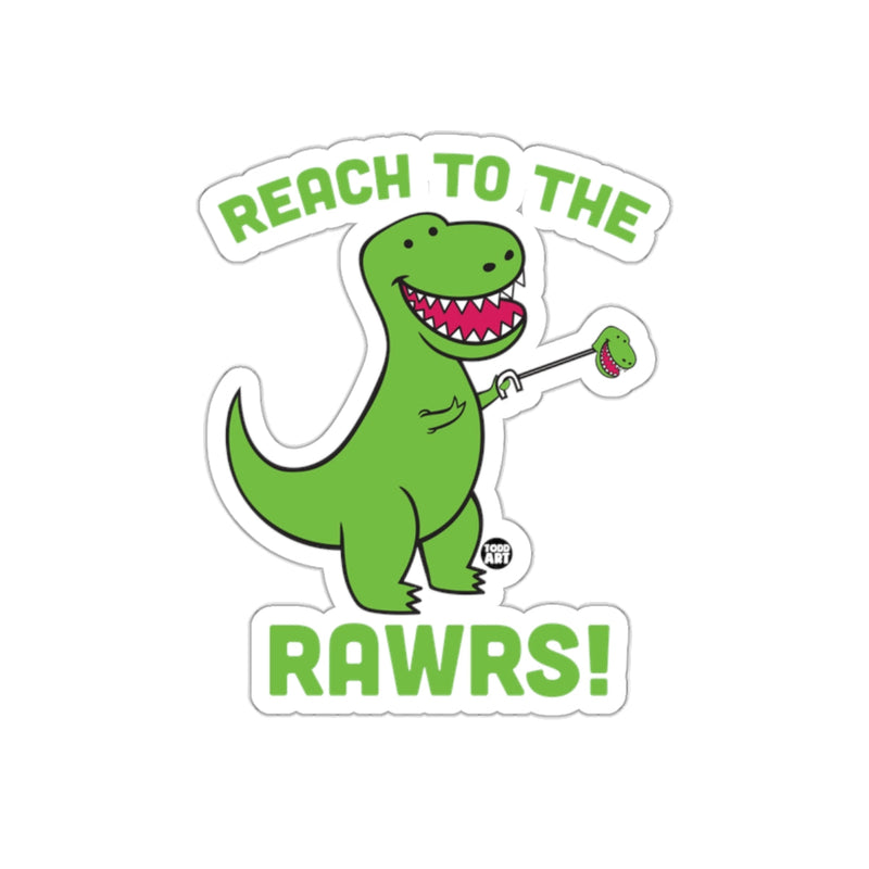 Load image into Gallery viewer, Reach To The Rawrs Green Dinosaur Sticker

