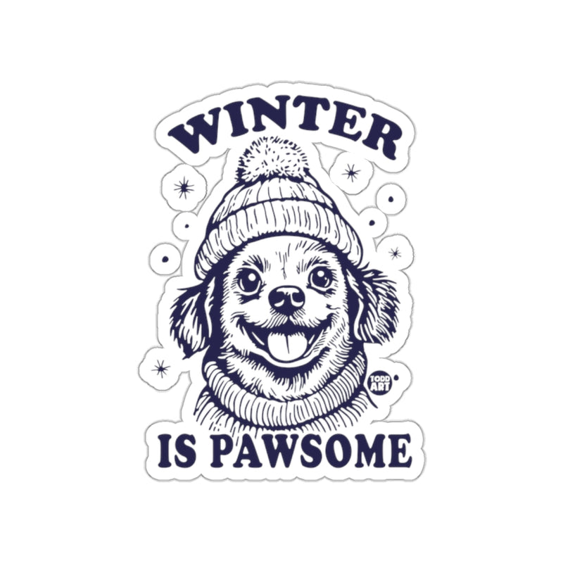 Load image into Gallery viewer, Winter is Pawsome Dog Sticker Cute Winter Design
