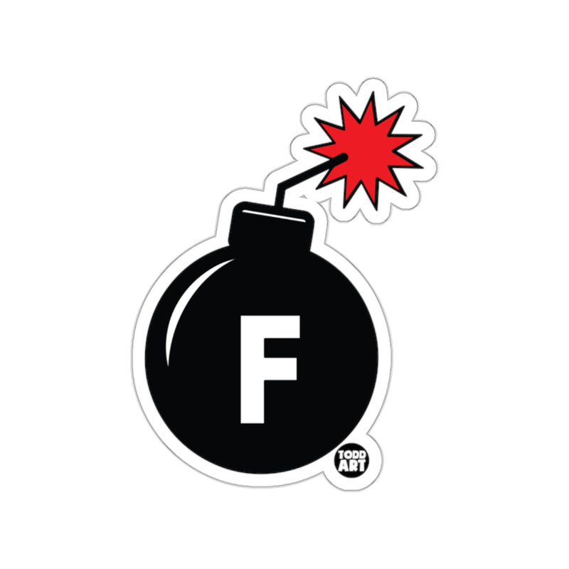 Load image into Gallery viewer, Cartoon Bomb with F Symbol Sticker Decal
