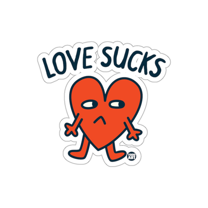 Load image into Gallery viewer, Love Sucks Sad Heart Character Sticker Design
