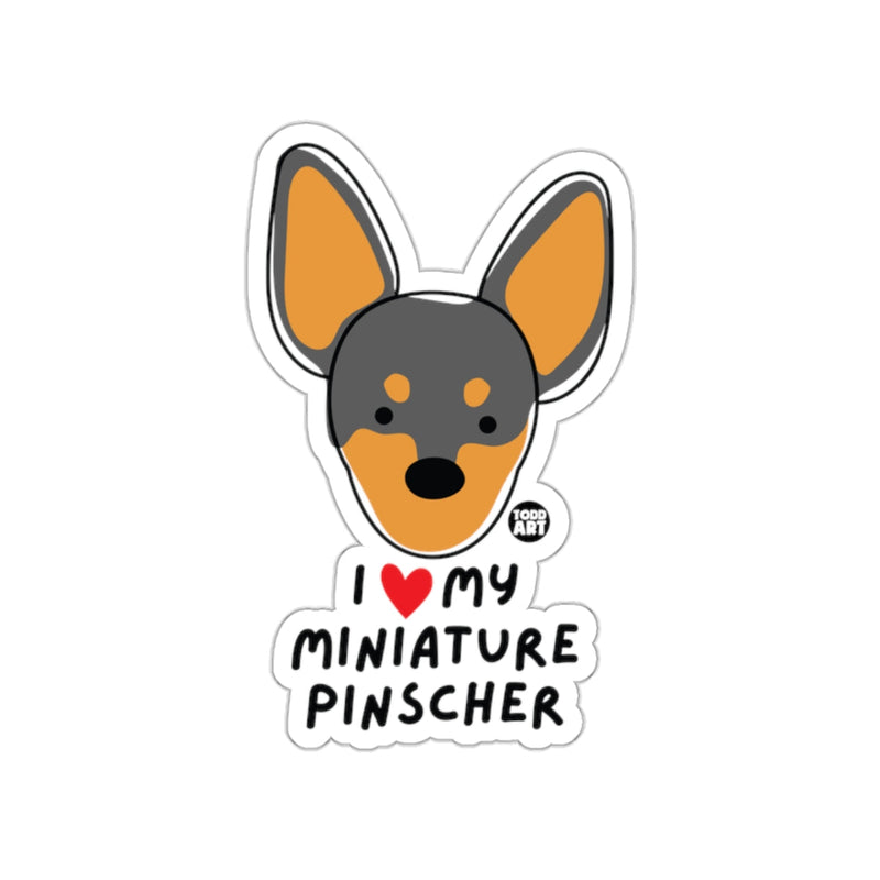 Load image into Gallery viewer, I Love My Miniature Pinscher Cute Dog Sticker Product
