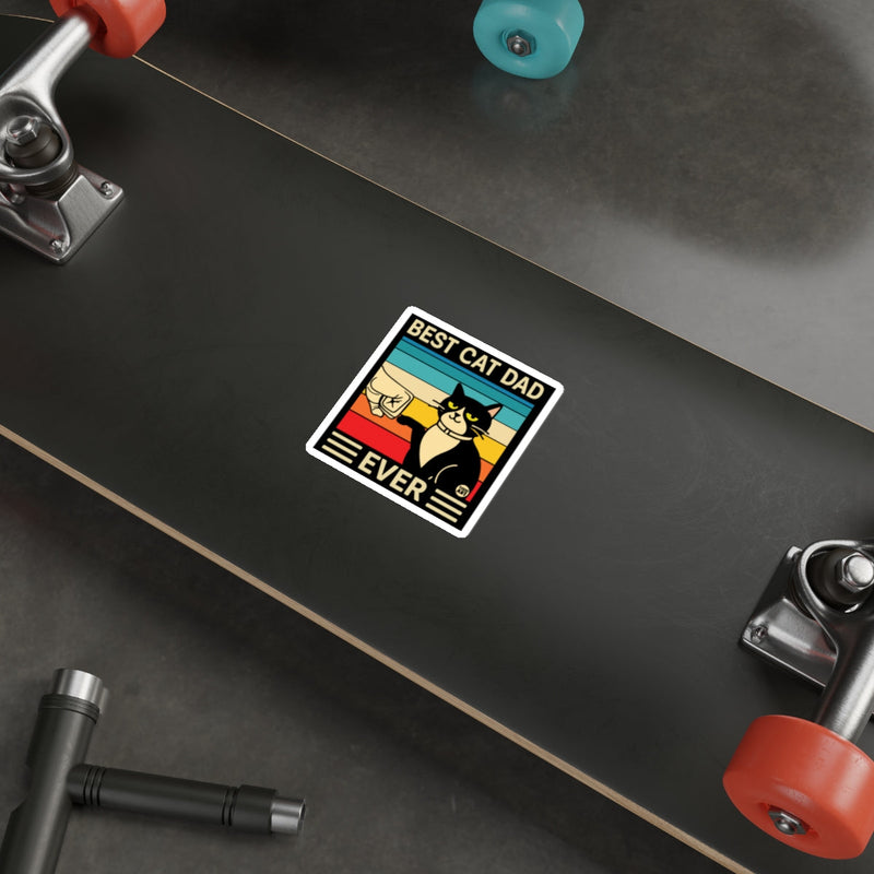 Load image into Gallery viewer, Best Cat Dad Ever Retro Vibe Sticker
