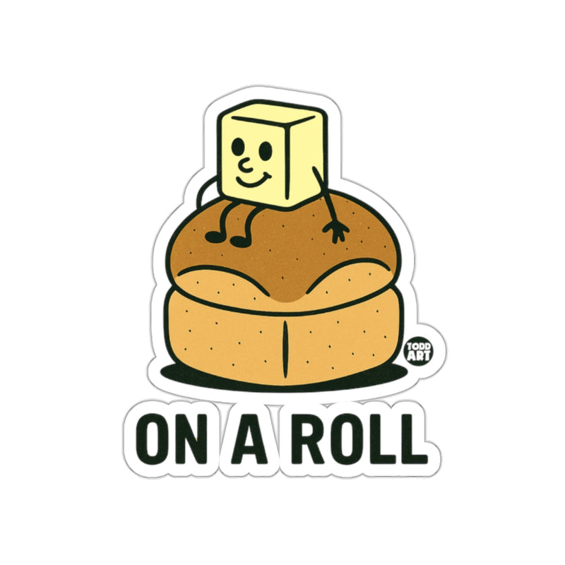 Load image into Gallery viewer, Funny On A Roll Sticker with Butter Sitting

