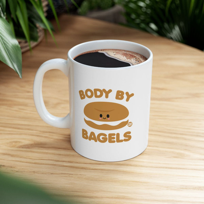 Load image into Gallery viewer, Body By Bagels Cute Fun Coffee Mug for Breakfast Lovers
