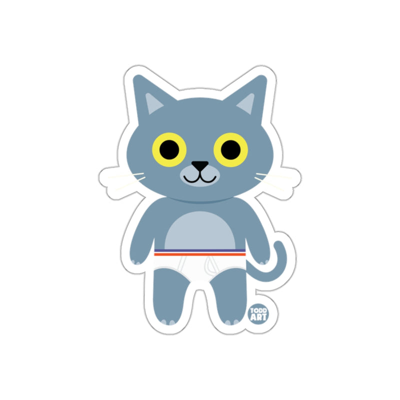 Load image into Gallery viewer, Cute Cartoon Cat in Underwear Sticker Design
