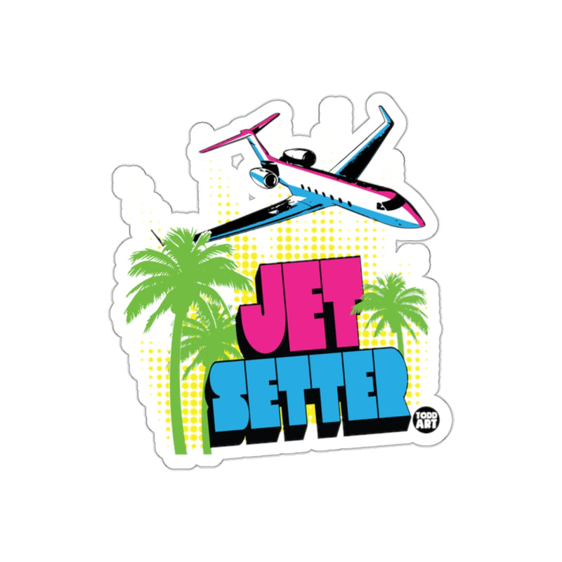 Load image into Gallery viewer, Jet Setter Graphic with Airplane and Palms Sticker
