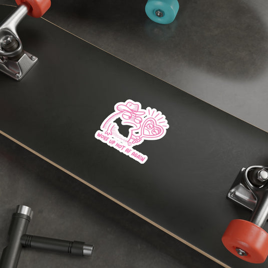 WOKE UP HOT AF AGAIN Funny Cowboy Frog Pink Graphic 