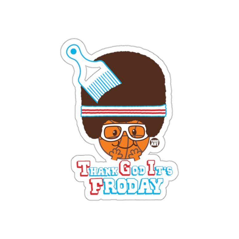 Load image into Gallery viewer, Thank God It's FRODAY Retro Afro Sticker
