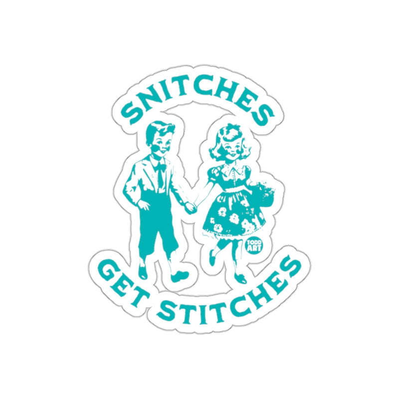 Load image into Gallery viewer, Snitches Get Stitches Artwork With Todd Art Logo sticker
