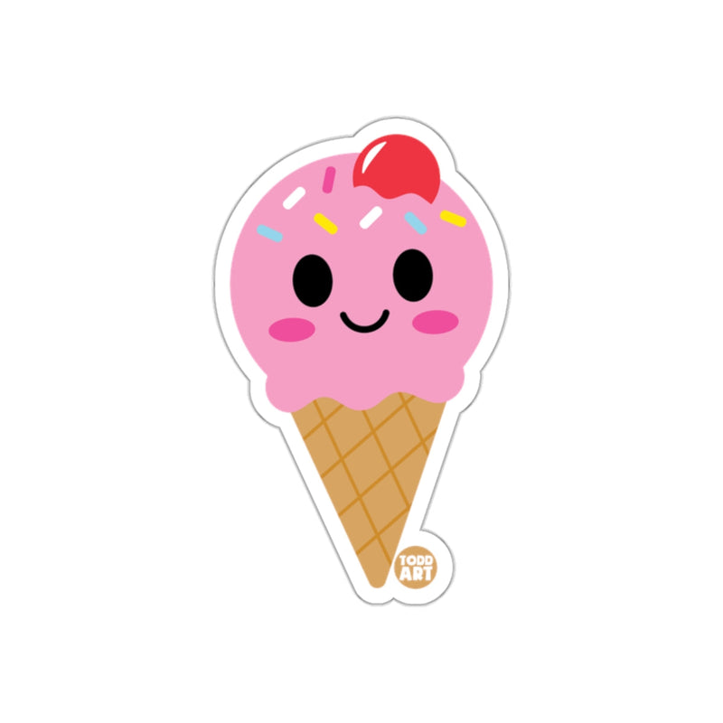 Load image into Gallery viewer, Cute Smiling Ice Cream Cone with Cherry Sticker
