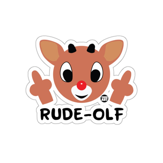 Rude-Olf Funny Christmas Reindeer Sticker for Holiday Fun