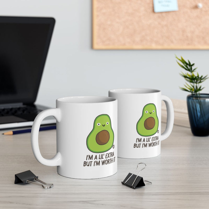 Load image into Gallery viewer, I'm a Lil' Extra But I'm Worth It Avocado Mug
