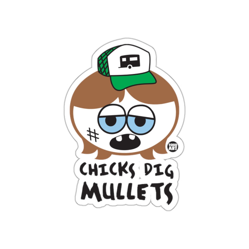 Load image into Gallery viewer, Chicks Dig Mullets Funny Cartoon Sticker
