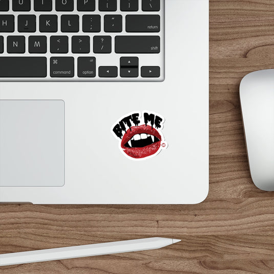 Bite Me Text Vampire Fangs Lips Sticker 